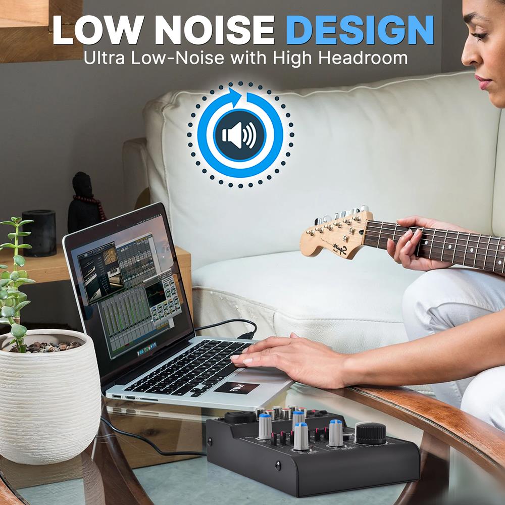 5-Channel Audio Mixer - Low Noise USB Interface - 18V Phantom