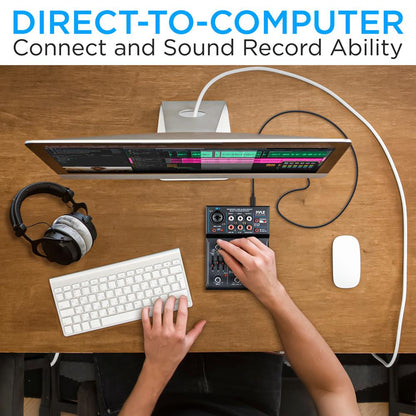 3-Channel Wireless DJ Mixer - Bluetooth 5.0, USB Interface, Phantom Power