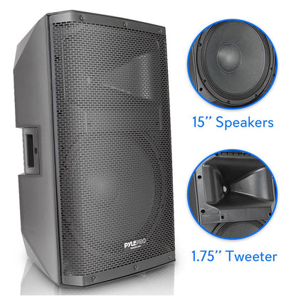 Bluetooth PA Speaker 1400W High-Powered 15" Subwoofer Black