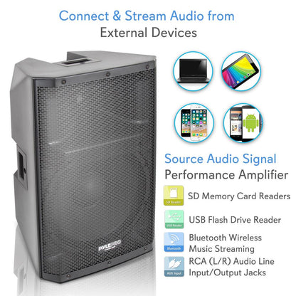 Bluetooth PA Speaker 1400W High-Powered 15" Subwoofer Black