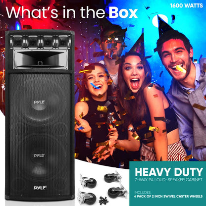 Portable PA Speaker System 1600W Dual 12" Woofers MDF Construction