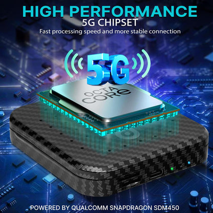 Wireless CarPlay Android Auto Box, 4K HD, 4GB RAM, 64GB Storage