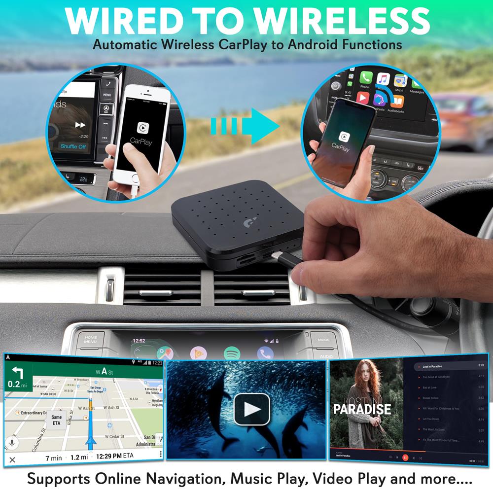 Wireless CarPlay & Android Auto Adapter - 4K HD, Octa-Core, Dual