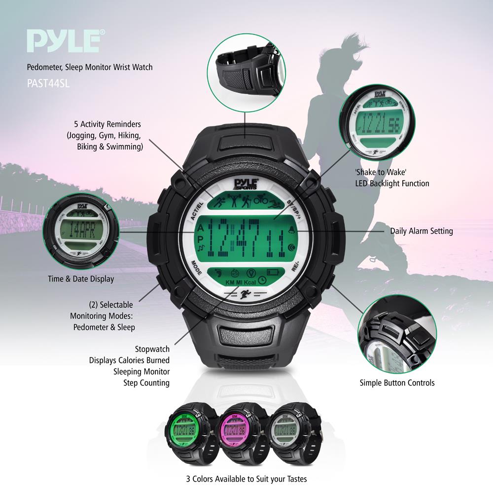 product image number 2 for Pyle Pedometer, Sleep Monitor Wrist Watch