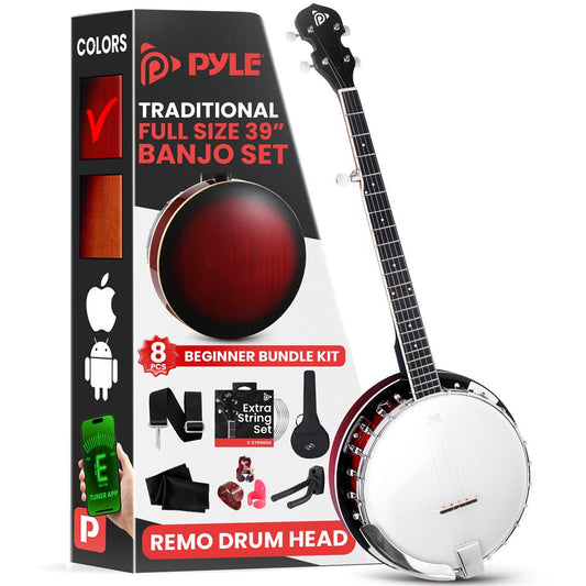 5-String Banjo Kit, Rich Sound, Remo Head, Sapele Resonator, Red Burst
