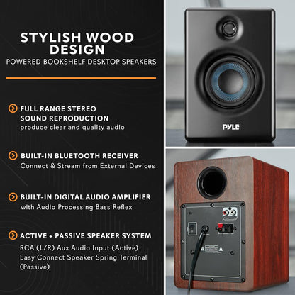 product image number 4 for Pyle Hi-Fi Home Bookshelf Monitor Speakers