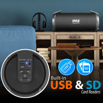 Portable Bluetooth Boombox Speaker - Loud Sound, Rechargeable, Blue