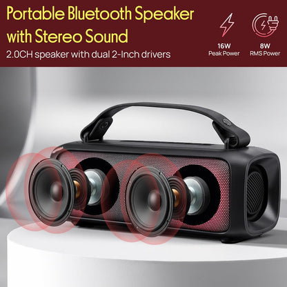 Pyle 2.0Ch Portable Bluetooth Speaker With Tws Function, Fm Radio, A2Dp, Hd Audio, Rgb Led Lights, And Shockproof Design (Black)