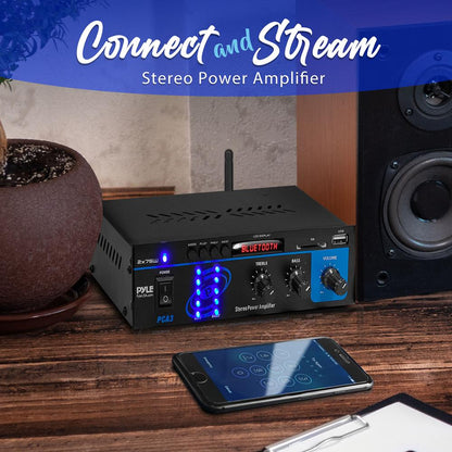 Mini Bluetooth Stereo Amplifier - 150W Power, RCA Input, Blue LED Display