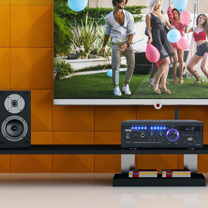 Wireless Bluetooth Stereo Amplifier 240W Blue LED Display USB/SD/FM