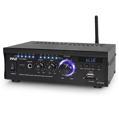 Wireless Bluetooth Stereo Amplifier 240W Blue LED Display USB/SD/FM