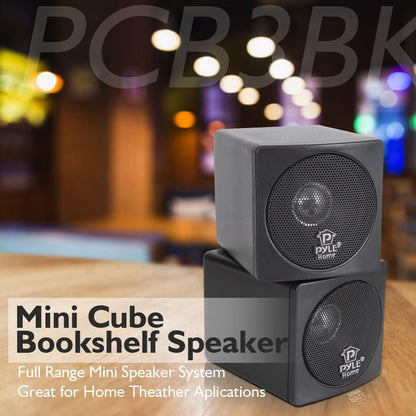 Mini Cube Bookshelf Speakers 100W 3" Paper Cone Driver Pair