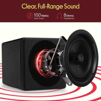 Mini Cube Bookshelf Speakers 100W 3" Paper Cone Driver Pair