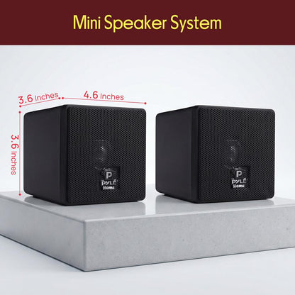 Mini Cube Bookshelf Speakers 100W 3" Paper Cone Driver Pair