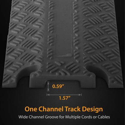 Cable Protector Cover Ramps - Cord/Wire Safety Concealment Floor Tracks, Rugged & Waterproof, Indoor/Outdoor Use (Single Channel Grooves)