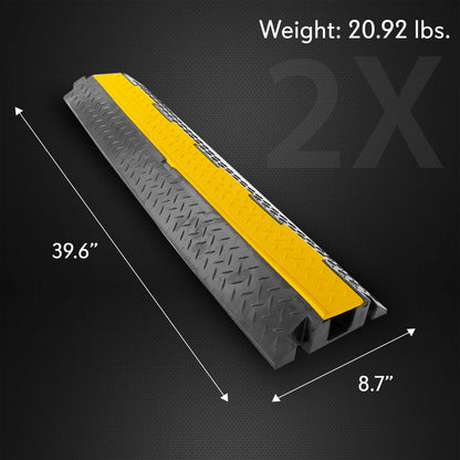 40" Cable Protector Ramp - Waterproof, Heavy Duty, Single Channel, Yellow