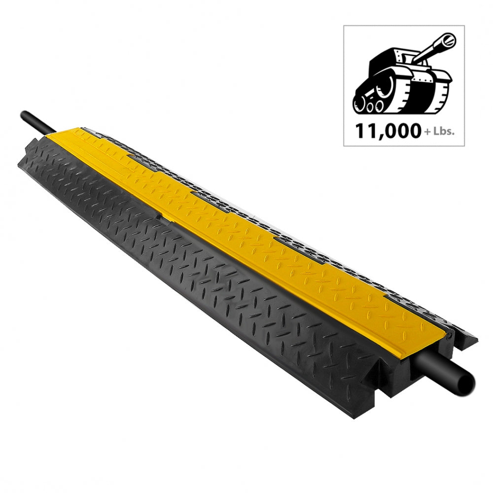 Cable Protector Ramp 11000 lbs Support Flip-Open Lid Yellow – Pyle USA