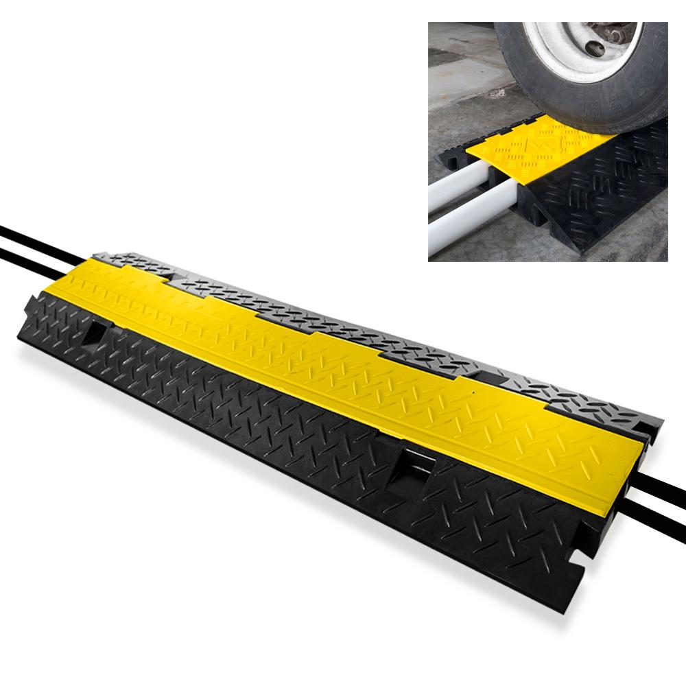 Cable Protector Ramp 44000lbs Support Dual Channel Yellow – Pyle USA