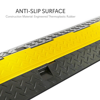 Cable Protector Ramp 33000lbs Support 3-Channel Yellow Flip-Open Cover