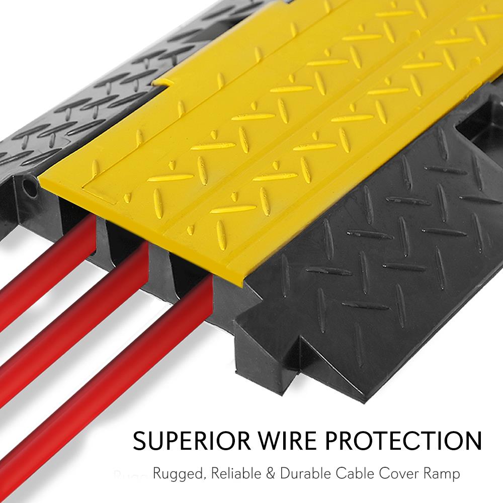Cable Protector Ramp 33000lbs Support 3-Channel Yellow Flip-Open Cover - Thumbnail 3