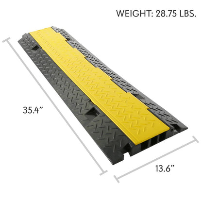 Cable Protector Ramp 33000lbs Support 3-Channel Yellow Flip-Open Cover
