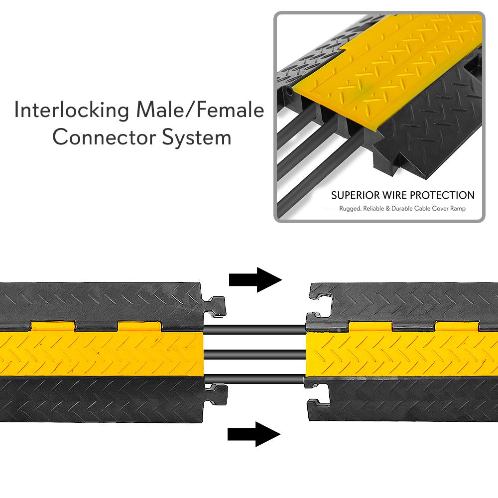 Cable Protector Ramp 33000lbs Support 3-Channel Yellow Flip-Open Cover - Thumbnail 4