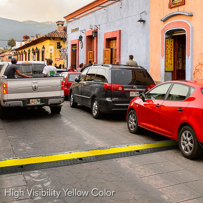 Cable Protector Ramp 33000lbs Support 3-Channel Yellow Flip-Open Cover