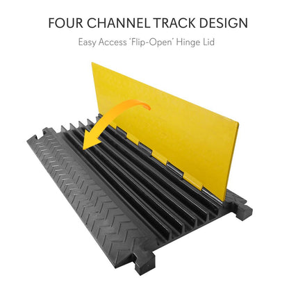 Cable Protector Ramp 33000lbs Support 5-Channel Yellow Flip-Open Cover