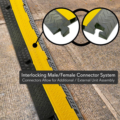 Cable Protector Ramp 33000lbs Support 5-Channel Yellow Flip-Open Cover