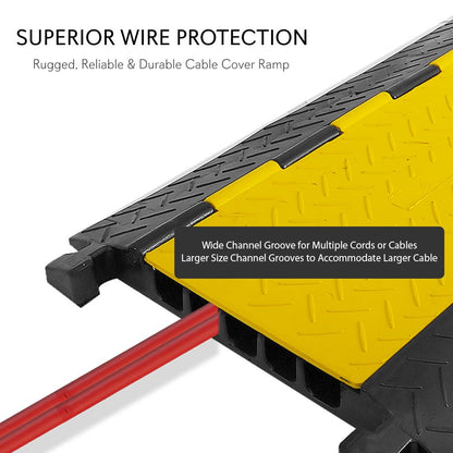 Cable Protector Ramp 33000lbs Support 5-Channel Yellow Flip-Open Cover
