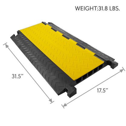 Cable Protector Ramp 33000lbs Support 5-Channel Yellow Flip-Open Cover