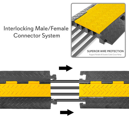 Cable Protector Ramp 33000lbs Support 5-Channel Yellow Flip-Open Cover