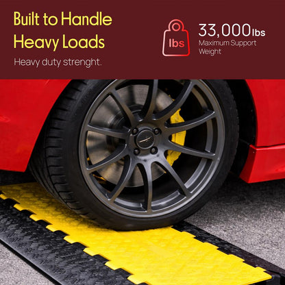 Cable Protector Ramp 33000lbs Support 5-Channel Yellow Flip-Open Cover