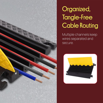 Cable Protector Ramp 33000lbs Support 5-Channel Yellow Flip-Open Cover