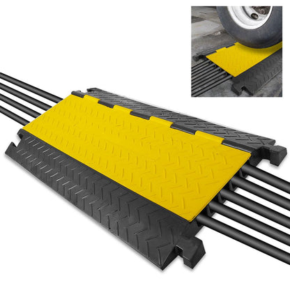 Cable Protector Ramp 33000lbs Support 5-Channel Yellow Flip-Open Cover