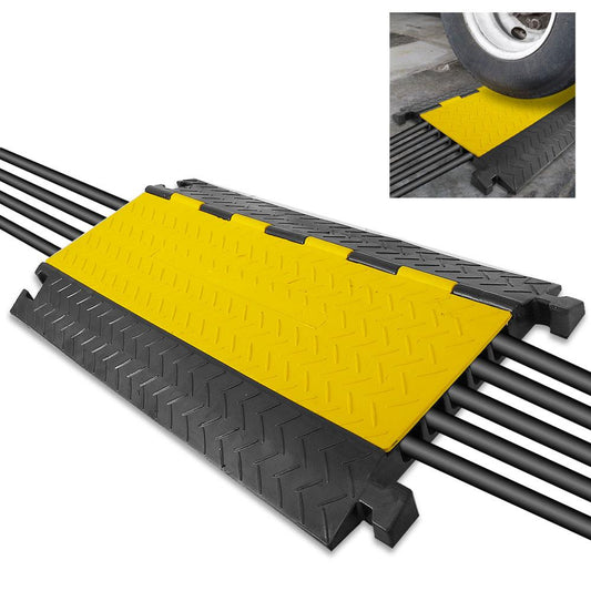Cable Protector Ramp 33000lbs Support 5-Channel Yellow Flip-Open Cover