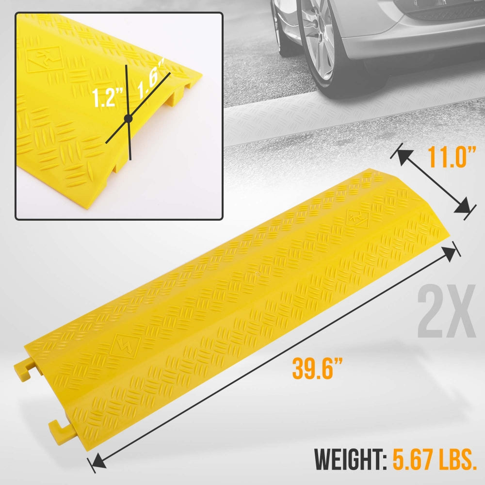 Cable Ramp Cover 2,000 lbs Capacity Heavy Duty Polyethylene Yellow 2 Pack - Thumbnail 2