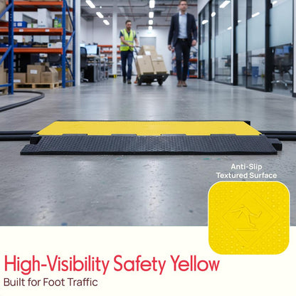 Cable Ramp Protector 2000 lb Capacity 5-Slot Yellow Polyethylene