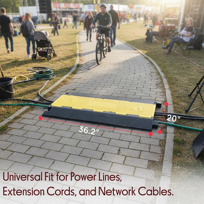 Cable Ramp Protector 2000 lb Capacity 5-Slot Yellow Polyethylene