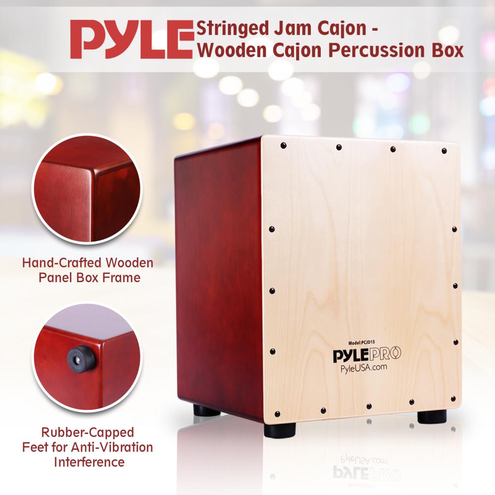 Cajon Drum Box, Rhythmic Sound, Birch Wood, Brown – Pyle USA