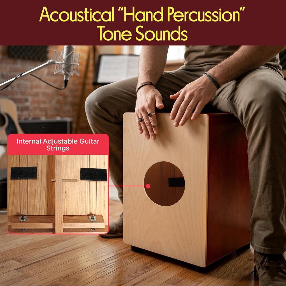 KYLIN Portable Cajon Drum With Internal Snare Strings - Compact Wood Percussion Instrument