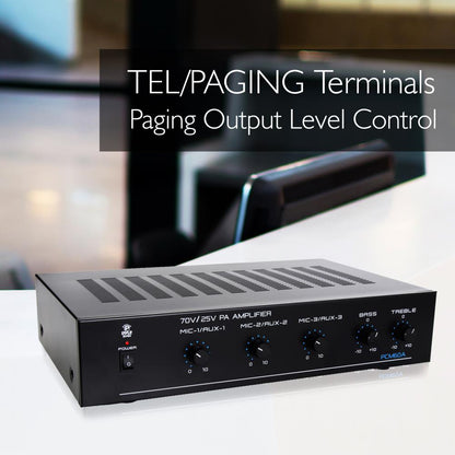 100W Bluetooth Power Amplifier - Indoor Stereo Receiver - 3 Mic Inputs