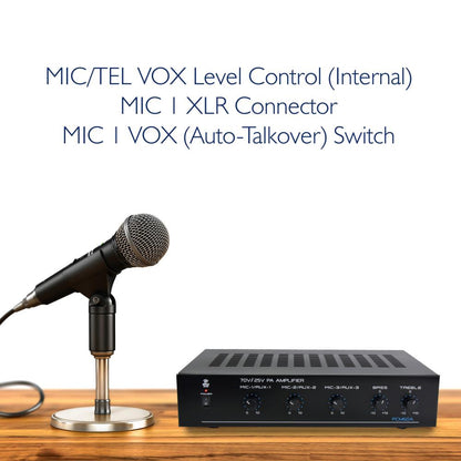 100W Bluetooth Power Amplifier - Indoor Stereo Receiver - 3 Mic Inputs