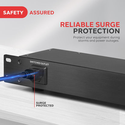 Surge Protector Power Strip 9 Outlets 15A Rack Mount AC Filter