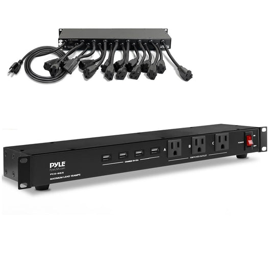 19-Outlet Rackmount Power Strip Surge Protector 4 USB Ports 15FT Cord