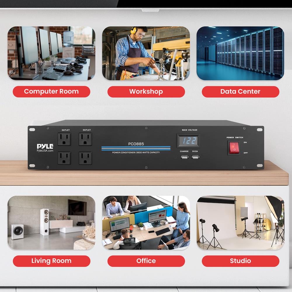 3600W 18-Outlet Rack Power Conditioner, Surge Protection, Digital