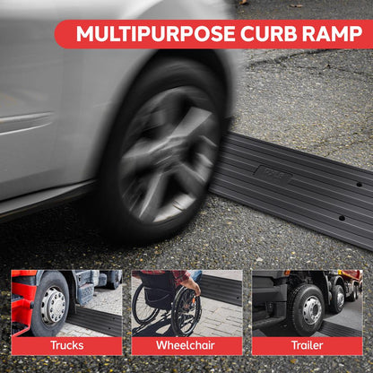 Driveway Curb Ramps 11,000lb Capacity Heavy Duty Rubber 4ft 2pc Set