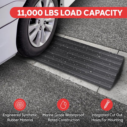 Driveway Curb Ramps 11,000lb Capacity Heavy Duty Rubber 4ft 2pc Set