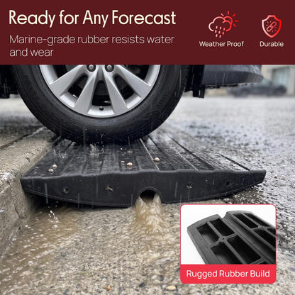 Driveway Curb Ramp - 11,000 lb Capacity, Heavy Duty Rubber, 4 ft Length