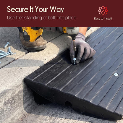 Driveway Curb Ramp - 11,000 lb Capacity, Heavy Duty Rubber, 4 ft Length